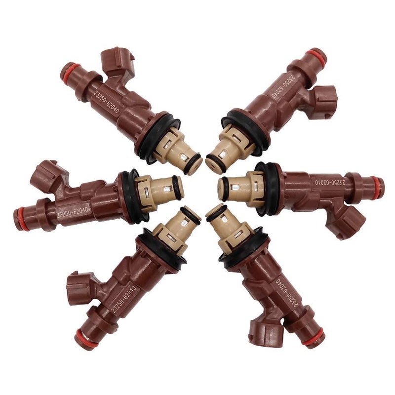 Germban 23250-62040 6pcs Set Fuel Injectors Replacement for 1998-2002 4Runner 1998-2004 Tacoma 2000-2004 Tundra 3.4L-V6 FJ585 217-2933 - Image 1